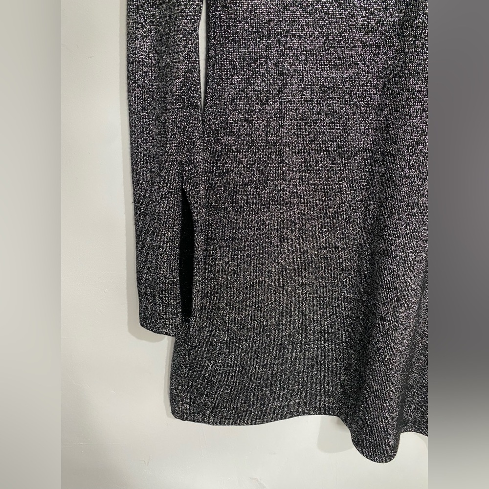 & Other Stories Wool Black Sparkly Dress Slit Sleeve Size S Party Celebrations - Picture 10 of 10